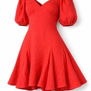 Idem Ditto Orange Puff Sleeve Dress Size L